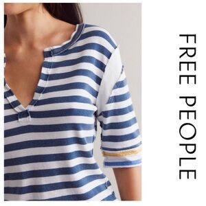 ♥️ FREE PEOPLE Fast Line Tee L Soft Stripe Shirt *Exposed Seams* Top NWT’S-$75